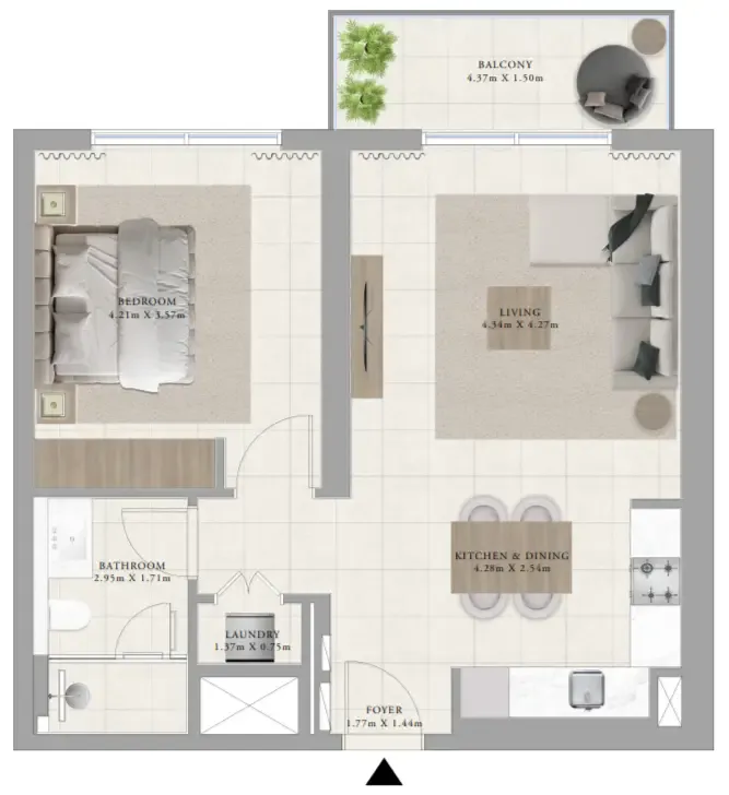 Greenside Residence 1 BR Apartments floor plan, 743 sqft, drawing published by Emaar