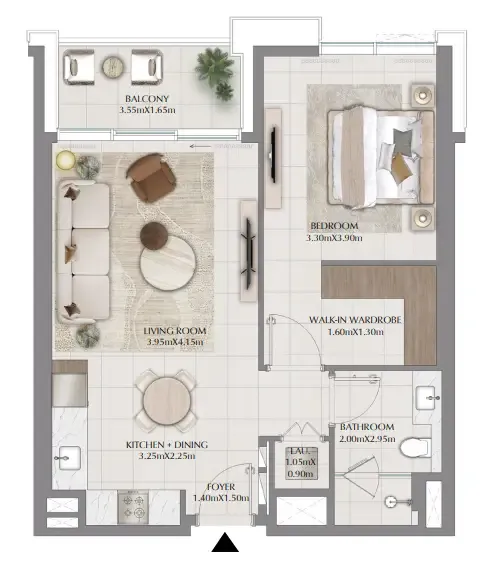 Terra Gardens 1 BR Apartments floor plan, 760 sqft to 765 sqft, drawing published by Emaar
