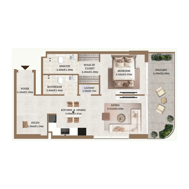 Arthouse Private Residences 1 BR Apartments floor plan, 686 sqft to 1,398 sqft, drawing published by Cledor