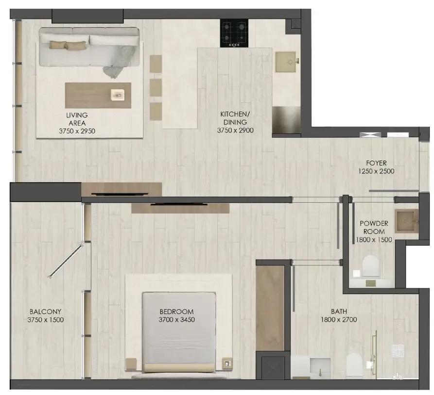 JAD 288 1 BR Apartments floor plan, 655 sqft to 1,028 sqft, drawing published by JAD Global