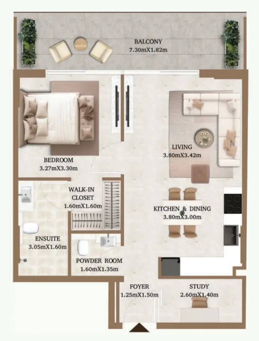 Arthouse Residences by Cledor 1.5 BR Apartments floor plan, 734 sqft to 1,398 sqft, drawing published by Cledor