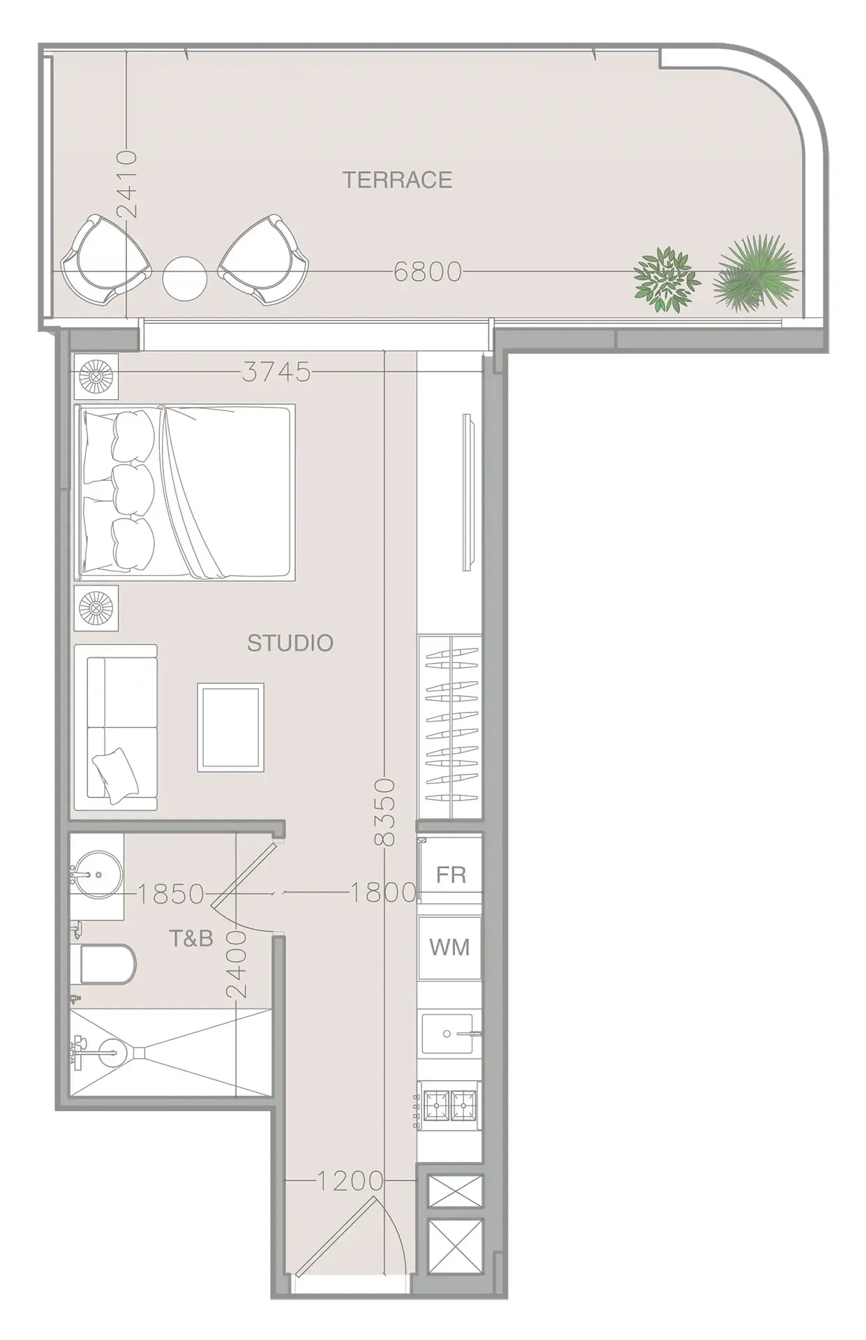 ELAR1S Axis Studio Apartments floor plan, 418 sqft to 954 sqft, drawing published by Object One