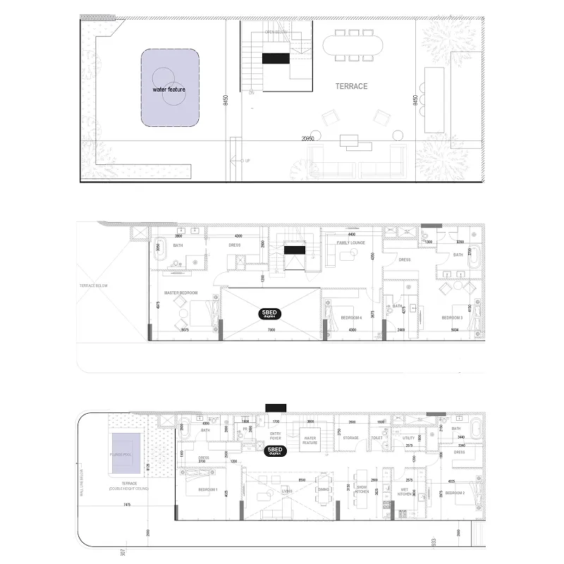 Villa Del Divos 5 BR Apartments floor plan, 6,560 sqft to 7,235 sqft, drawing published by Mr. Eight Development
