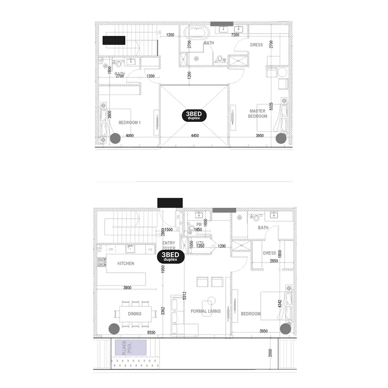 Villa Del Divos 3 BR Apartments floor plan, 2,269 sqft to 2,596 sqft, drawing published by Mr. Eight Development