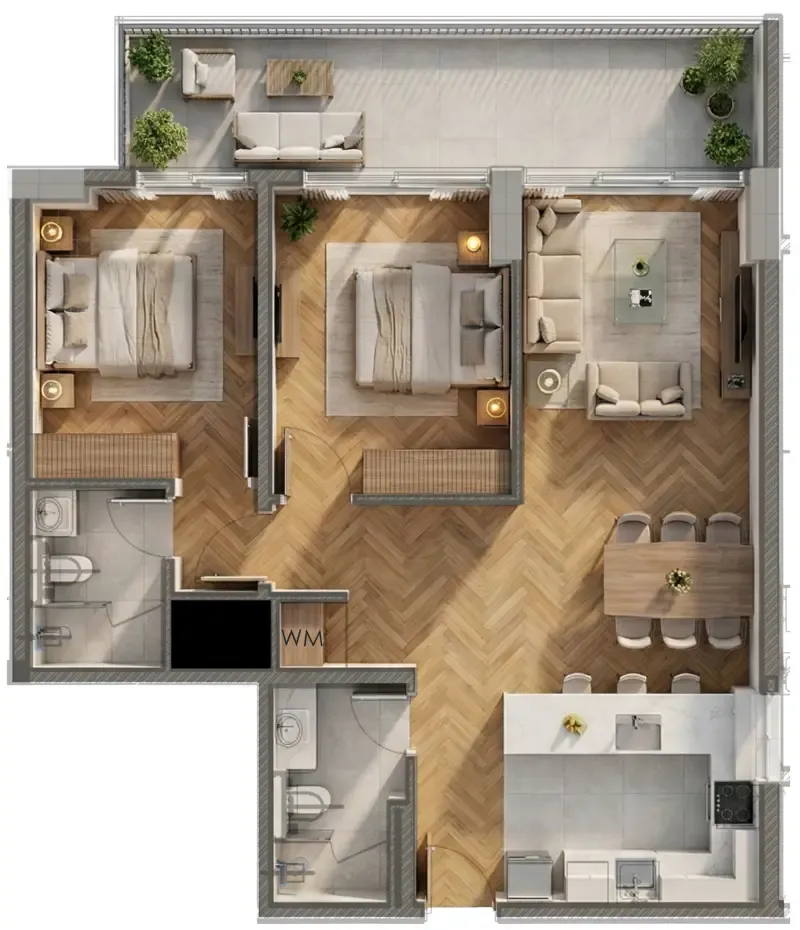 ARMAS By Zenith 2 BR Apartments floor plan, 1,101 sqft to 2,336 sqft, drawing published by Zenith Group