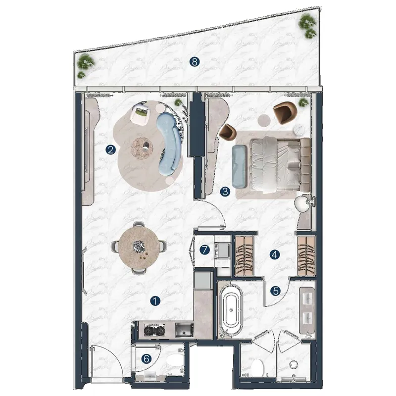 La Mazzoni 1 BR Apartments floor plan, 884 sqft to 1,135 sqft, drawing published by The Luxe Developers