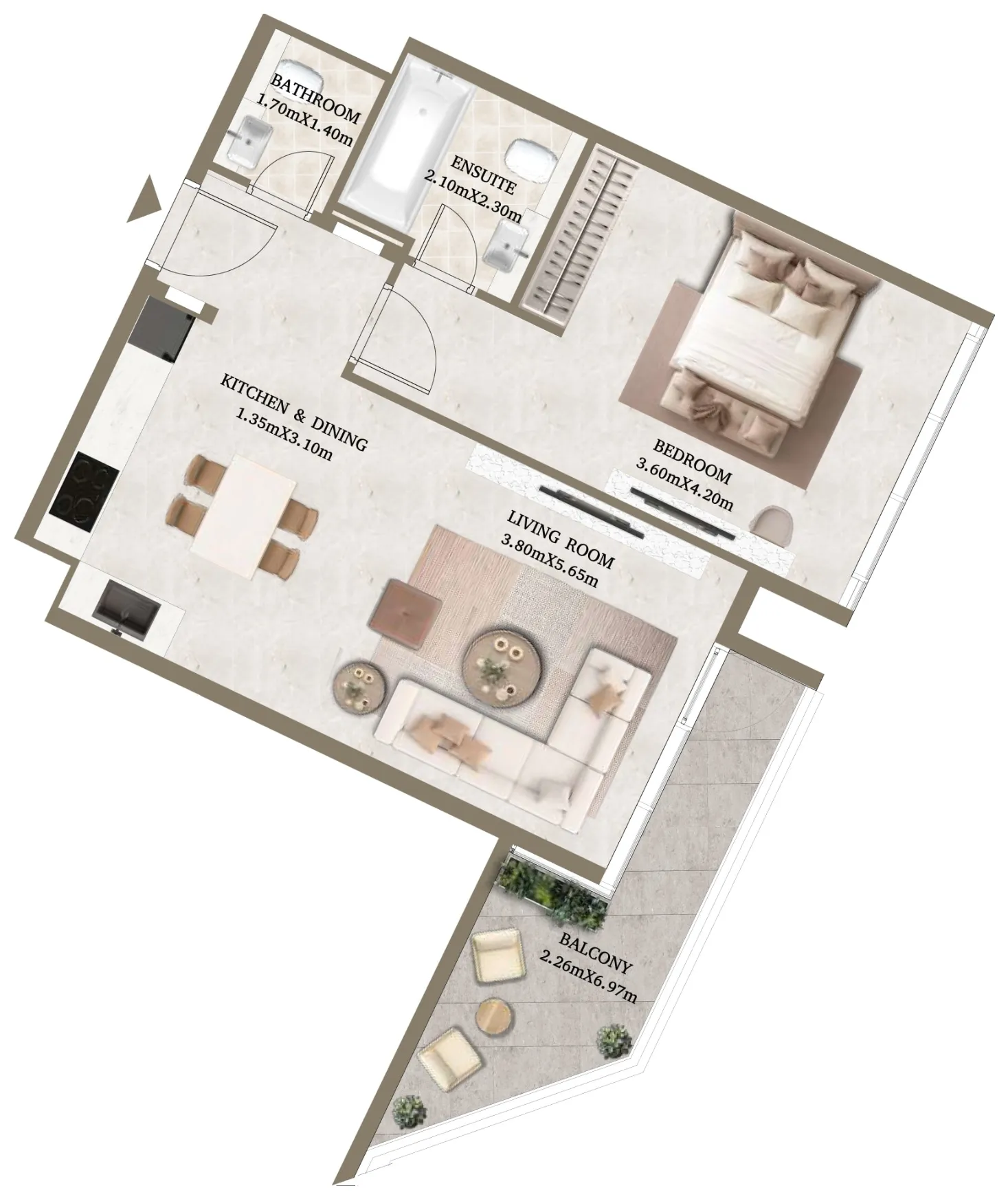 Arthouse Hills 1 BR Apartments floor plan, 796 sqft to 833 sqft, drawing published by Adaan Development