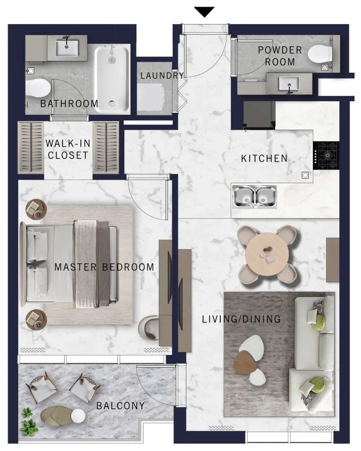 DoubleTree by Hilton 1 BR Apartments floor plan, 721 sqft to 809 sqft, drawing published by West F5 Developments