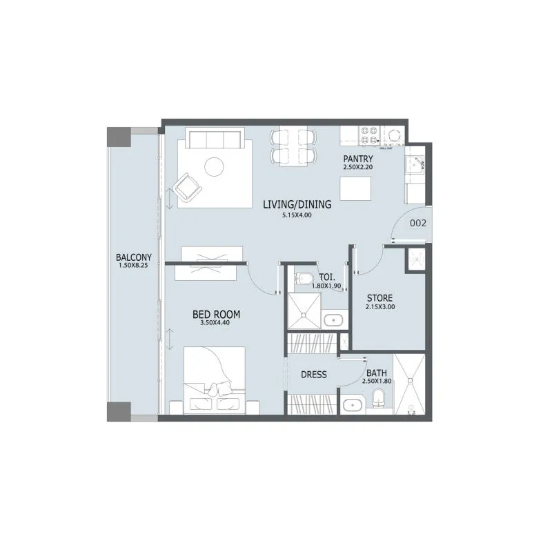 Al Ghaf 2 1.5 BR Apartments floor plan, 859 sqft to 1,139 sqft, drawing published by Jersey Real Estate Brokers LLC