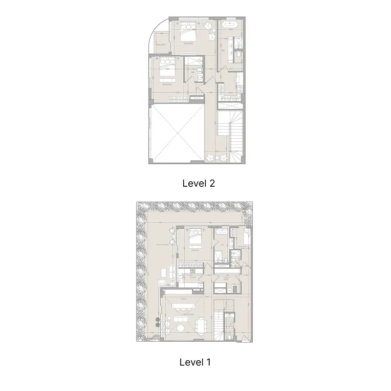 FLU1D One 3.5 BR Apartments floor plan, 1,644 sqft to 3,691 sqft, drawing published by Object One