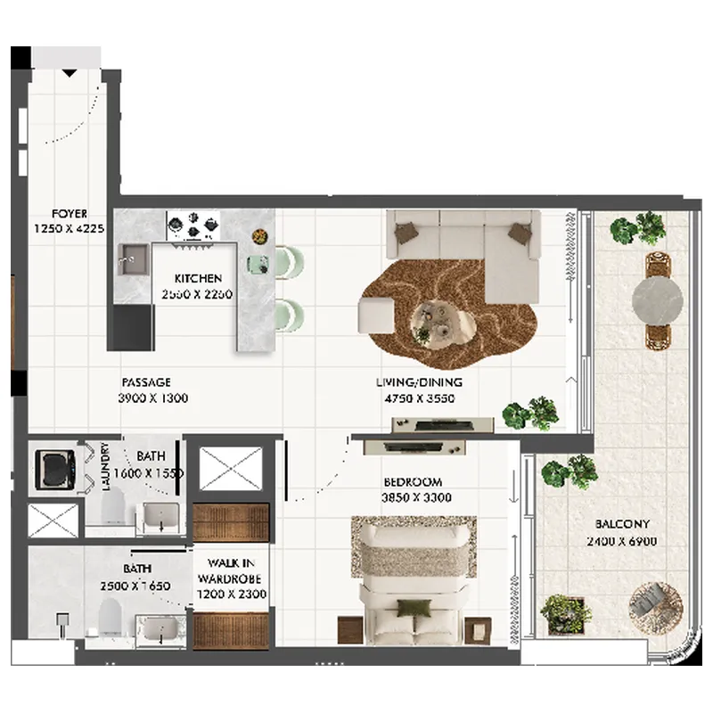 Eira Residence 1 BR Apartments floor plan, 678 sqft to 829 sqft, drawing published by Neoterra Real Estate Development