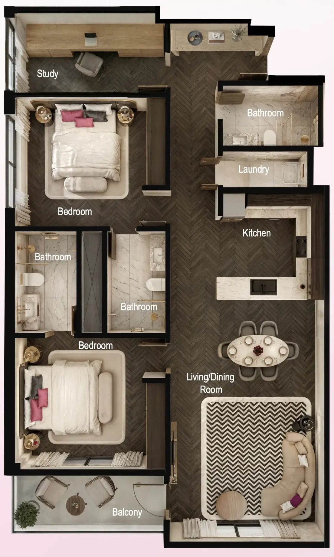 Fauchon Residences 2.5 BR Apartments floor plan, 1,209 sqft to 2,255 sqft, drawing published by Prestige One