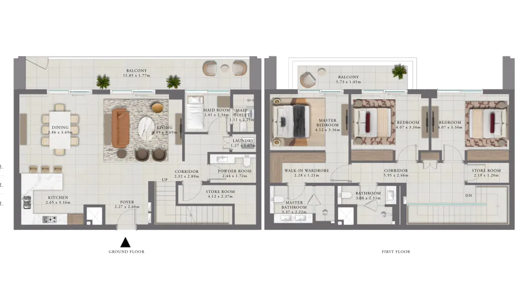 Golf Trails 3 BR Townhouse floor plan, 2,603 sqft, drawing published by Emaar