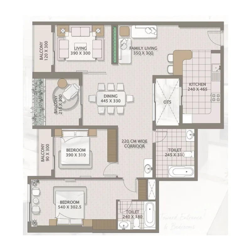 Platinum Heights 2 BR Apartments floor plan, 1,775 sqft, drawing published by Team Arcon