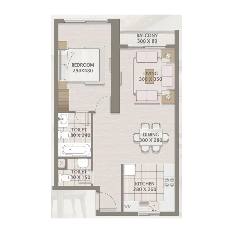 Platinum Heights 1 BR Apartments floor plan, 917 sqft, drawing published by Team Arcon