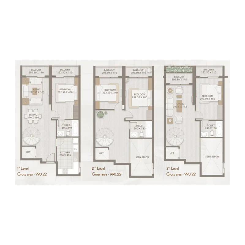 Platinum Heights 4 BR Penthouse floor plan, 2,971 sqft, drawing published by Team Arcon