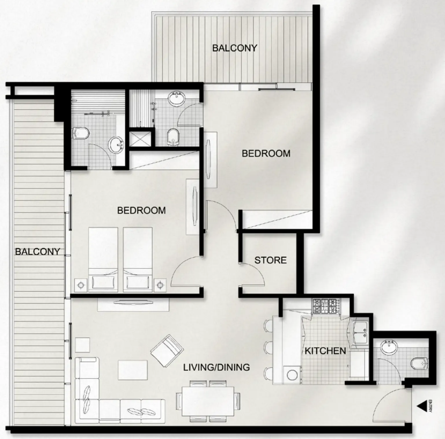 AYAT Parkview 2.5 BR Apartments floor plan, 1,318 sqft to 1,632 sqft, drawing published by Ayat Development