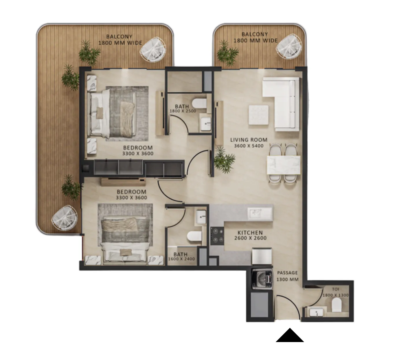 Altair 52 2 BR Apartments floor plan, 1,103 sqft to 1,231 sqft, drawing published by Acube Development