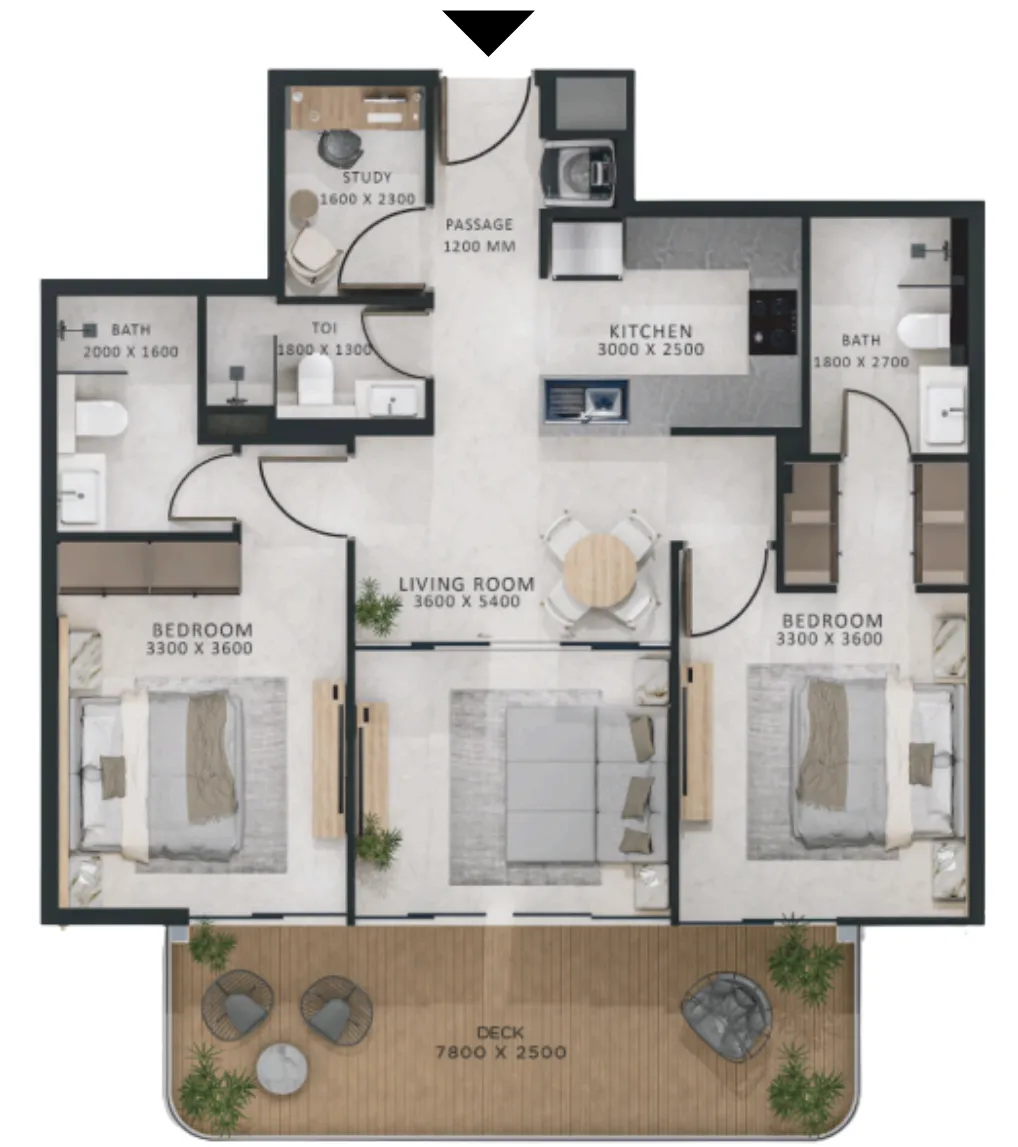 Altair 52 2.5 BR Apartments floor plan, 1,171 sqft, drawing published by Acube Development