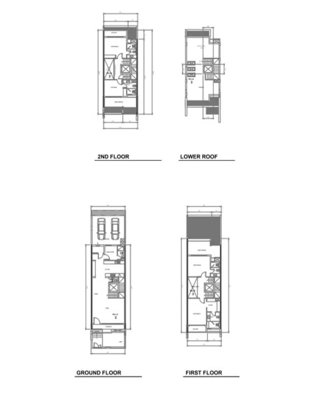 Veranda Collection 2 Townhouse floor plan, 3,145 sqft to 3,202 sqft, drawing published by Credo Investments FZE