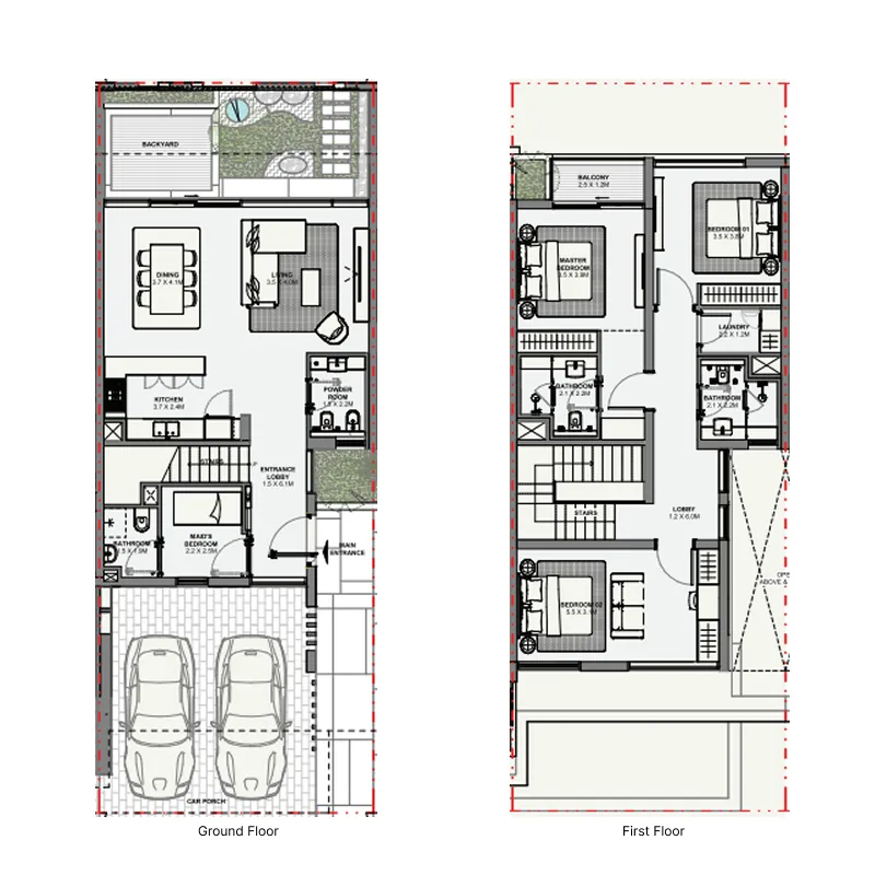 Azizi Florence 3.5 BR Townhouse floor plan, 2,224 sqft, drawing published by Azizi