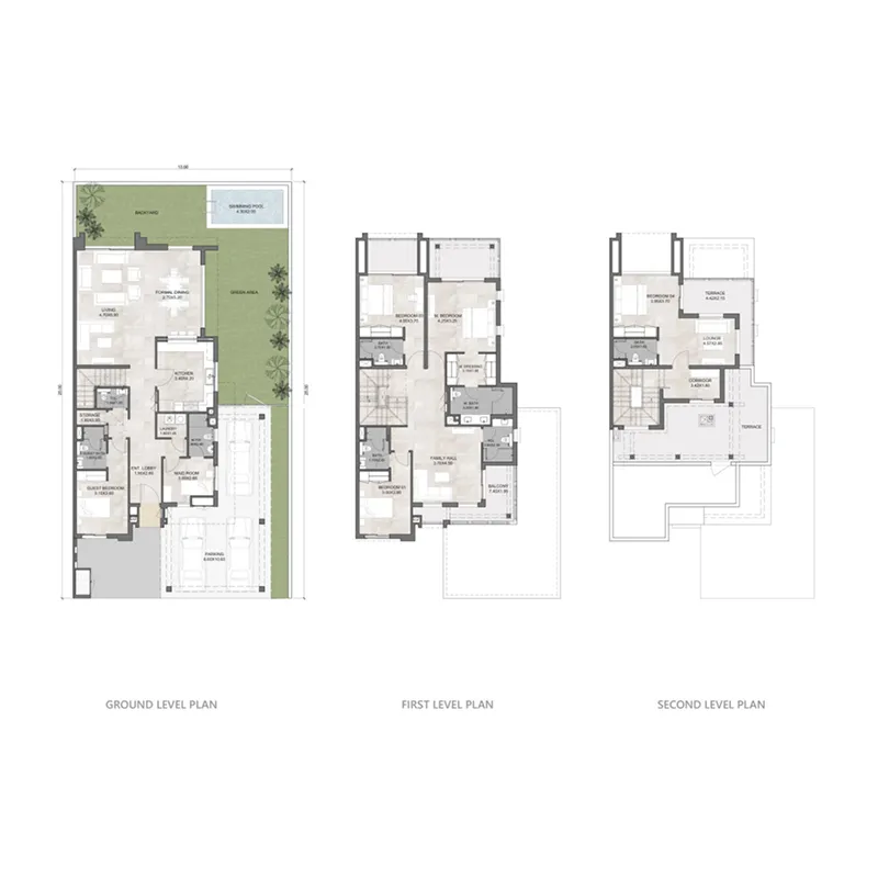 Hayat 7 5.5 BR Townhouse floor plan, 4,950 sqft, drawing published by Dubai South