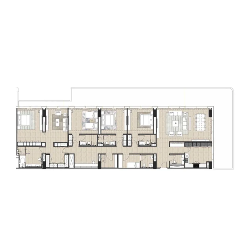 Juman 1 4 BR Apartments floor plan, 3,740 sqft, drawing published by ICT Real Estate Development
