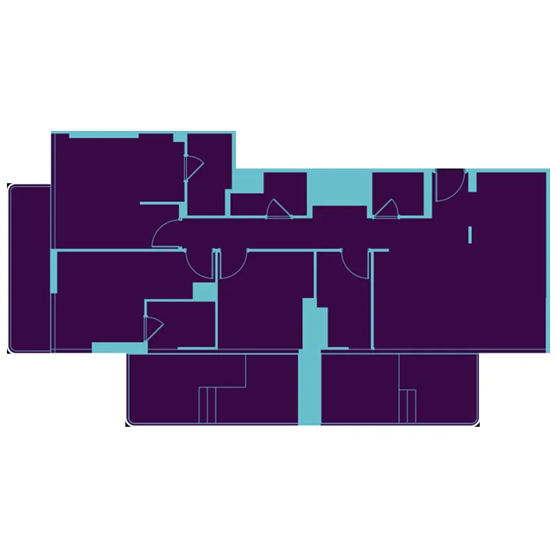 REEF 995 3 BR Apartments floor plan, 1,197 sqft, drawing published by REEF Luxury Developments